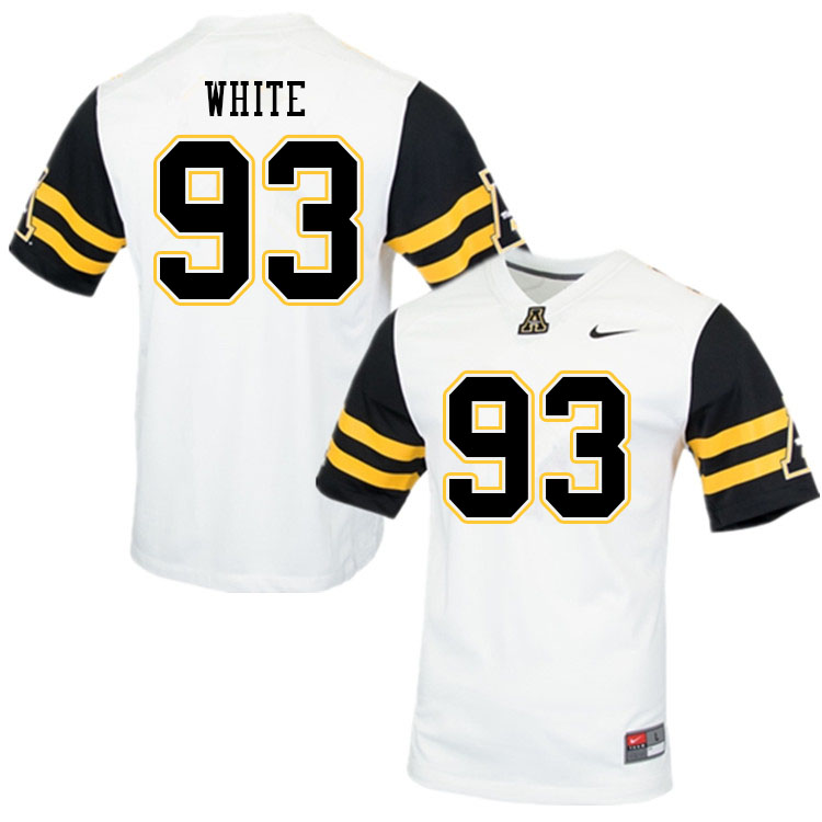 Men #93 KaRon White Appalachian State Mountaineers College Football Jerseys Sale-White